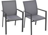 Stapelstuhl GARDEN PLEASURE "RANA, 2er Set", grau (grau, grau, grau), B:63cm H:89cm T:56cm, Aluminium, Kunststoff, Stühle, Stapelstuhl, stapelbar