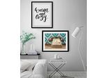 Bild QUEENCE "Call me later", beige (farbe rahmen: schwarz, farbe bild(er): natur), B:70cm H:50cm, Acrylglas, Holz, Papier, Bilder, Bild, HD Premium Poster-Druck inkl. Holzrahmen