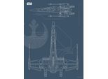 Bild KOMAR "Star Wars Blueprint X-Wing", schwarz-weiß (farbe bild(er): schwarz, weiß), B:30cm H:40cm, Holz, Papier, Bilder, Bild, Wandbild zur Dekoration im Kinderzimmer - ohne Rahmen