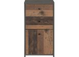 Kommode FORTE "CHEST", grau (betonoptik, old, wood vintage), B:40,3cm H:77,5cm T:29,6cm, Sideboards, Kommode