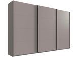Kleiderschrank WIMEX "Mugano, Made in Germany, Lieferung bis in Deine Etage und Stellort", schwarz (saharagrau, griffe schwarz), B:313cm H:208cm T:65cm, Holzwerkstoff, Schränke, Kleiderschrank, 3 Schwebetüren, große Größen, mit oder ohne Spiegel, Metallgriffe