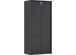 Drehtürenschrank RAUCH "Mainz mit Passepartout", grau (graumetallic), B:96cm H:212cm T:58cm, Holzwerkstoff, Schränke, Drehtürenschrank, optional mit Beleuchtung, Außentüren mit Push-to-Open Funktion