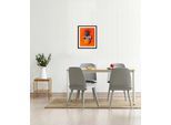 Bild QUEENCE "Julien", orange (farbe rahmen: schwarz, farbe bild(er): orange), B:50cm H:70cm, Acrylglas, Holz, Papier, Bilder, Bild, HD Premium Poster-Druck inkl. Holzrahmen
