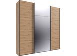 Kleiderschrank WIMEX "Mugano, Made in Germany, Lieferung bis in Deine Etage und Stellort", schwarz (artisan, eiche nachbildung, griffe schwarz), B:225cm H:236cm T:65cm, Holzwerkstoff, Schränke, Kleiderschrank, 3 Schwebetüren, große Größen, mit oder ohne Spiegel, Metallgriffe