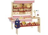 Kaufladen PINOLINO "Marktstand Lucy", beige (natur, rot), Kaufläden, KinderB:95cm H:123cm T:108cm, Fichtenholz, Kaufladen, Made in Europe, B:95cm H:123cm T:108cm