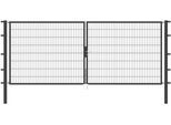 Zaundoppeltür ALBERTS "Flexo", grau (anthrazit), B:400cm H:160cm, Stahl, Tore, Zaundoppeltür, 400 cm Breite, in versch. Höhen