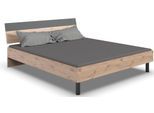 Futonbett WIMEX "Budapest", grau (viking oak, graphit, viking oak, graphit, schwarz), B:189cm H:81cm L:210cm, Betten, Futonbett, Inklusive zweifarbiges Kopfteil, Liegefläche 180x200cm