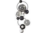 Wanddekoobjekt "Wanddekoration", schwarz, B:91cm H:37cm T:6cm, Metall, HOFMANN LIVING AND MORE, Wanddekoobjekte, Wanddekoobjekt, Große Wanddeko Kreise in schwarz silber