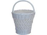 Wäschekorb, weiß, B:40cm H:60cm T:40cm Ø:40cm, Geflecht Rattan, HOFMANN LIVING AND MORE, Wäschesammler, Wäschekorb, aus Rattan mit praktischem Tragegriff