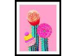 Bild QUEENCE "Selina", bunt (farbe rahmen: schwarz, farbe bild(er): pink, gelb, türkis), B:50cm H:70cm, Acrylglas, Holz, Papier, Bilder, Bild, HD Premium Poster-Druck inkl. Holzrahmen