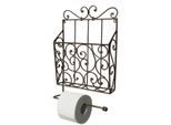 Deko-Wandregal AMBIENTE HAUS "Zeitungs-/Toilettenrollenhalter, vintage", braun (antikbraun), B:28cm H:44cm T:9cm, Metall, Regale, Deko-Wandregal