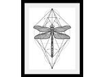 Bild QUEENCE "Libelle", schwarz (farbe rahmen: schwarz, farbe bild(er): schwarz), B:30cm H:40cm T:3cm, Acrylglas, Holz, Papier, Bilder, Bild, HD Premium Poster-Druck inkl. Holzrahmen