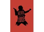 Bild KOMAR "Star Wars Silhouette Quotes Han Solo", bunt (farbe bild(er): bunt), B:50cm H:70cm, Holz, Papier, Bilder, Bild, Wandbild zur Dekoration im Kinderzimmer - ohne Rahmen