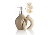 Badaccessoire-Set, grau (taupe, ecru), Polyresin (Kunststein), Badaccessoires-Sets, Badaccessoire-Set
