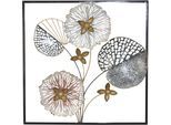 Wanddekoobjekt "Wanddekoration", schwarz, B:50cm H:50cm T:5cm, Metall, HOFMANN LIVING AND MORE, Wanddekoobjekte, Wanddekoobjekt, Florale Metalldeko, mit Rahmen