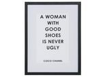 Bild OTTO HOME "Zitat Coco Chanel", schwarz-weiß (farbe bild(er): weiß schwarz), B:30cm H:40cm, Acrylglas, Holz, Papier, Bilder, Bild, HD Premium Poster-Druck inkl. Holzrahmen
