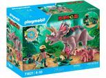 Konstruktions-Spielset PLAYMOBIL "Triceratops mit Jungtier (71821), Playmobil Dinos", bunt, Spielbausteine, Kinder, Kunststoff, Konstruktions-Spielset