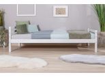 Jugendbett TICAA, weiß (kiefer massiv weiß gewachst), B:96cm L:209cm, Betten, Jugendbett, Futonbett in diversen Breiten, Kiefer, mit Rollrost