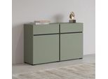 Sideboard OTTO HOME "Cross,Breite 119,5 cm, moderne grifflose Kommode,2 Türen/2 Schubkästen", schwarz (salbei, schwarz), B:119,5cm H:78,3cm T:40cm, Sideboards, Sideboard, Schubladenschrank,Anrichte mit viel Stauraum, Einlegeböden verstellbar
