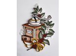 Fensterbild STICKEREIEN PLAUEN "Kaffeemühle", bunt, B:22cm H:29cm, Polyester, Fensterbilder, Fensterbild