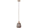 BRILLIANT Pendelleuchte "Wallace", braun (kaffee dunkel), 1, Ø 18cm, 1 Stk., Leuchten, 120 x 18 cm, 1 x E27, kürzbar, Metall/Glas, Kaffee dunkel, Pendelleuchte