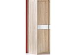 Kleiderschrank PRIESS "Drehtürenschrank Kleiderschrank Schrank Schlafzimmerschrank Madrid", braun (struktureichefarben hell, weißglas), B:48cm H:193cm T:54cm, Holzwerkstoff, Schränke, Kleiderschrank, mit farbiger Glasauflage, erweiterbar mit Schrankaufsatz Madrid