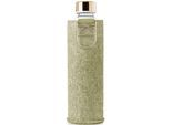 Trinkflasche EQUA "Mismatch", grün (pistazie, goldfarben), H:25,5cm, Borosilikatglas, Trinkflaschen, Trinkflasche, Borosilikatglas, mit Filzhülle, 750 ml
