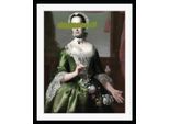 Bild QUEENCE "Gisela mit Farbklecks", grün (farbe rahmen: schwarz, farbe bild(er): grün), B:40cm H:50cm, Acrylglas, Holz, Papier, Bilder, Bild, HD Premium Poster-Druck inkl. Holzrahmen
