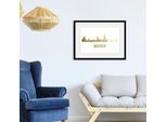 Bild QUEENCE "Dresden Skyline GOLD", gold (farbe rahmen: schwarz, farbe bild(er): goldfarben), B:70cm H:50cm, Acrylglas, Holz, Papier, Bilder, Bild, HD Premium Poster-Druck inkl. Holzrahmen