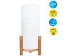 NÄVE LED Tischleuchte "Madita", beige (natur), 1, Ø 18cm H: 48cm, 1 Stk., Leuchten, Akkubetrieb, inkl. USB-C-Kabel, Holzgestell, Textilschirm, dimmbar, LED Tischleuchte