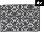 Badematte DONE. "DAILY SHAPES Ethno 4er-Set", grau (anthrazit), H:5mm, Baumwolle, Badematten, Badematte, Badvorleger aus 100% Baumwolle, Jacquardgewebt