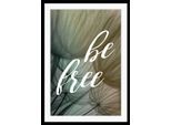 Bild QUEENCE "be free", bunt (farbe rahmen: schwarz, farbe bild(er): gelb, grün, blau, pink, türkis), B:40cm H:50cm, Acrylglas, Holz, Papier, Bilder, Bild, HD Premium Poster-Druck inkl. Holzrahmen