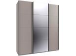 Kleiderschrank WIMEX "Mugano, Made in Germany, Lieferung bis in Deine Etage und Stellort", schwarz (saharagrau, griffe schwarz), B:180cm H:208cm T:65cm, Holzwerkstoff, Schränke, Kleiderschrank, 3 Schwebetüren, große Größen, mit oder ohne Spiegel, Metallgriffe