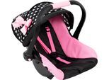 Puppen Autositz BAYER "rosa/goldfarben Schleife", schwarz (herzchen schwarz), Puppenausstattungen, KinderB:34cm H:38cm L:45 T:45cm, Kunststoff, Metall, Puppen Autositz, mit Dach, B:34cm H:38cm L:45 T:45cm
