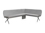 Eckbank OTTO HOME "Bruna Esszimmerbank, Bank, Küchenbank, Polsterbank", grau, B:241cm H:87cm T:177cm, Holzwerkstoff, Massivholz, Metall, Polyester, Sitzbänke, Eckbank, Mattschwarzes Metallgestell, 2-Stoff-Design, Wellenfederung im Sitz