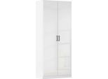 Mehrzweckschrank RAUCH "Garderobe Kleiderschrank Schrank Schuhschrank Putzschrank MINOSA", weiß (alpinweiß, hochglanz weiß, griffe graumetallic), B:91cm H:210cm T:41cm, Holzwerkstoff, Schränke, Mehrzweckschrank, In 4 Breiten mit vielen Einlegeböden für viel Stauraum MADE IN GERMANY