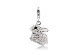 Charm-Einhänger NENALINA "Charm Anhänger Hase Kristalle 925 Silber" Gr. 28, weiß, Charms, Damen, Blacklist, Silber 925 (Sterlingsilber), Charm-Einhänger