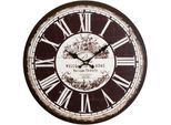 Wanduhr "Welcome", schwarz, B:33,8cm H:4,5cm T:4,5cm, MYFLAIR MÖBEL & ACCESSOIRES, Wanduhren, Wanduhr, rund, Ø 33,8 cm, römische Ziffern, dekorativ in Küche & Wohnzimmer