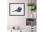 Bild QUEENCE "Lasse", grau (farbe rahmen: schwarz, farbe bild(er): grau), B:70cm H:50cm, Acrylglas, Holz, Papier, Bilder, Bild, HD Premium Poster-Druck inkl. Holzrahmen