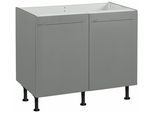 Spülenschrank OPTIFIT "Bern", grau (basaltgrau, basaltgrau), B:100cm H:87cm T:58,4cm, Schränke, Spülenschrank, 100 cm breit, mit 2 Türen, höhenverstellbare Füße, mit Metallgriffen