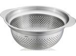 Seiher GEFU "PREMIO", silber, B:26,5cm H:9,5cm L:23cm, Edelstahl 18/10, Küchensiebe, Seiher, besonders feine Lochung, Ø 23 cm