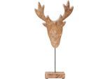 Weihnachtsfigur CREATIV DECO "Weihnachtsdeko", braun, B:22cm H:40cm, Holzwerkstoff, Dekofiguren, Weihnachtsfigur, Hirschkopf mit Fell-Applikationen