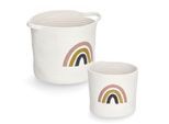 Aufbewahrungskorb ZELLER PRESENT "Rainbow", beige (naturweiß), 2 Stk., Baumwolle, Aufbewahrungsboxen, Aufbewahrungskorb, Aufgestickter Regebogen