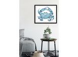 Bild QUEENCE "Palina", blau (farbe rahmen: schwarz, farbe bild(er): blau), B:70cm H:50cm, Acrylglas, Holz, Papier, Bilder, Bild, HD Premium Poster-Druck inkl. Holzrahmen