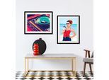 Bild QUEENCE "DJ", grün (farbe rahmen: schwarz, farbe bild(er): grün), B:50cm H:40cm, Acrylglas, Holz, Papier, Bilder, Bild, HD Premium Poster-Druck inkl. Holzrahmen
