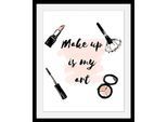 Bild QUEENCE "Make up", bunt (farbe rahmen: schwarz, farbe bild(er): bunt), B:40cm H:50cm T:3cm, Acrylglas, Holz, Papier, Bilder, Bild, HD Premium Poster-Druck inkl. Holzrahmen