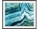 Bild QUEENCE "Tom", blau (farbe rahmen: schwarz, farbe bild(er): blau), B:40cm H:30cm, Acrylglas, Holz, Papier, Bilder, Bild, HD Premium Poster-Druck inkl. Holzrahmen