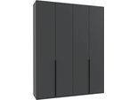 Kleiderschrank WIMEX "Mugano,in 5 Breiten,2 Höhen,2 Tiefen, viele Farben, Made in Germany", schwarz (grafit, griffe schwarz), B:180cm H:236cm T:58cm, Holzwerkstoff, Schränke, Kleiderschrank, mit langen Griffen aus Metall, mit oder ohne Spiegel