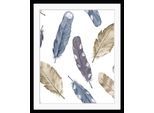 Bild QUEENCE "Frido", blau (farbe rahmen: schwarz, farbe bild(er): blau, lila), B:40cm H:50cm, Acrylglas, Holz, Papier, Bilder, Bild, HD Premium Poster-Druck inkl. Holzrahmen