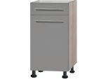 Unterschrank OPTIFIT "Bern", grau (basaltgrau, akaziefarben), B:40cm H:87cm T:58,4cm, Schränke, Unterschrank, 40 cm breit, mit Tür und Schubkasten, mit höhenverstellbaren Füßen